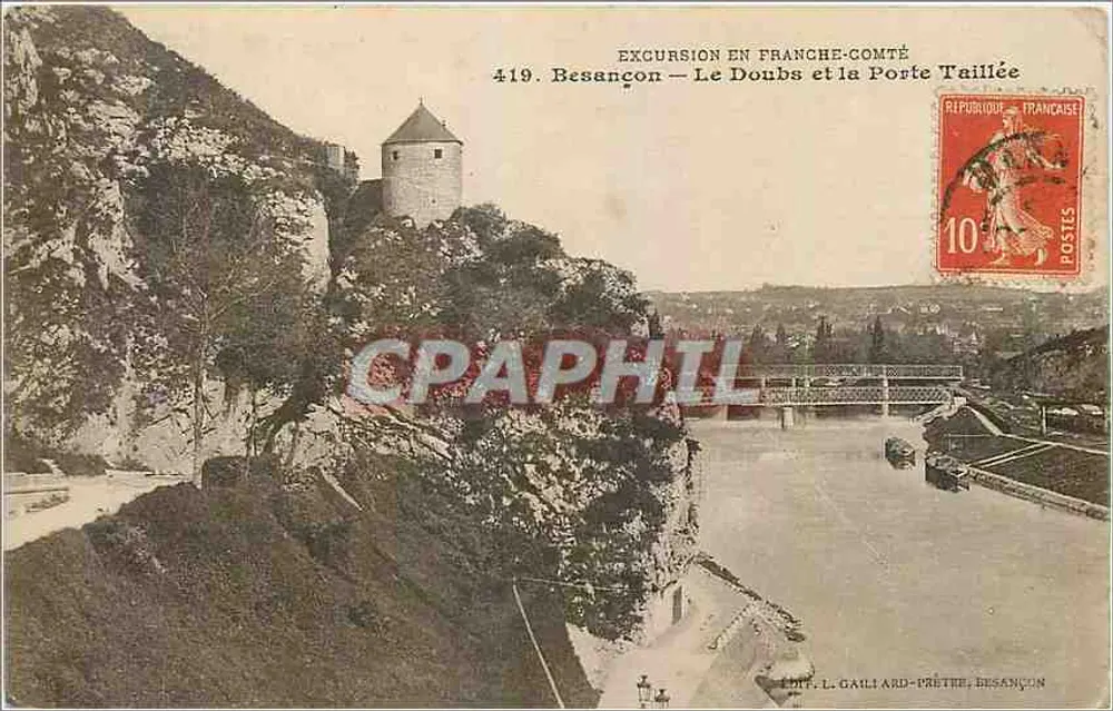 Besançon — O rio Doubs e a Porta Taillée — Ed. L. Galliard-Prêtre, Besançon - Frente
