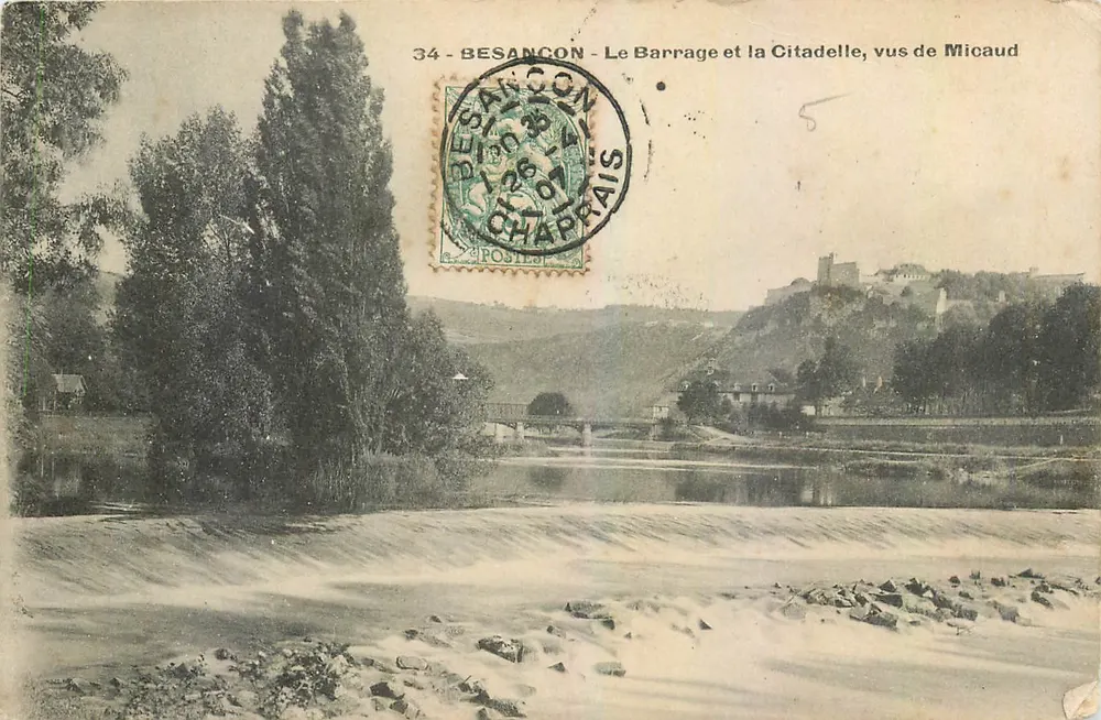 Besançon - Le Barrage et la Citadelle, vus de Micaud — éditeur Chaprais, n°34 - Recto