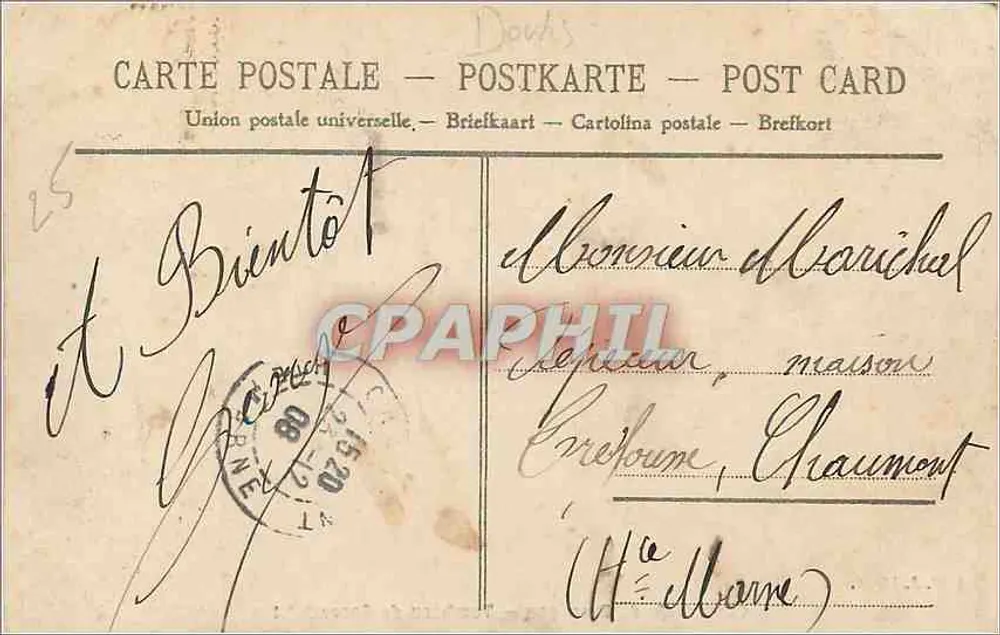 Cathédrale de Besançon — Tombeau de Carondelet — Éditeur Liard, n°2 - Verso