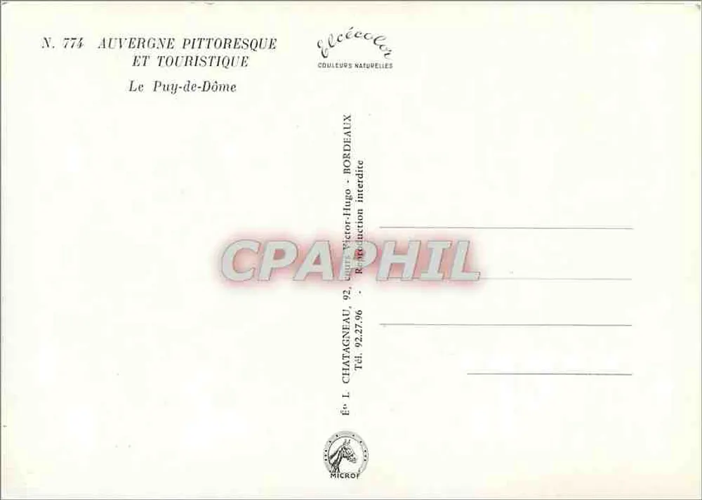 Le Puy-de-Dôme — Panoramablick — Élécé - Rückseite