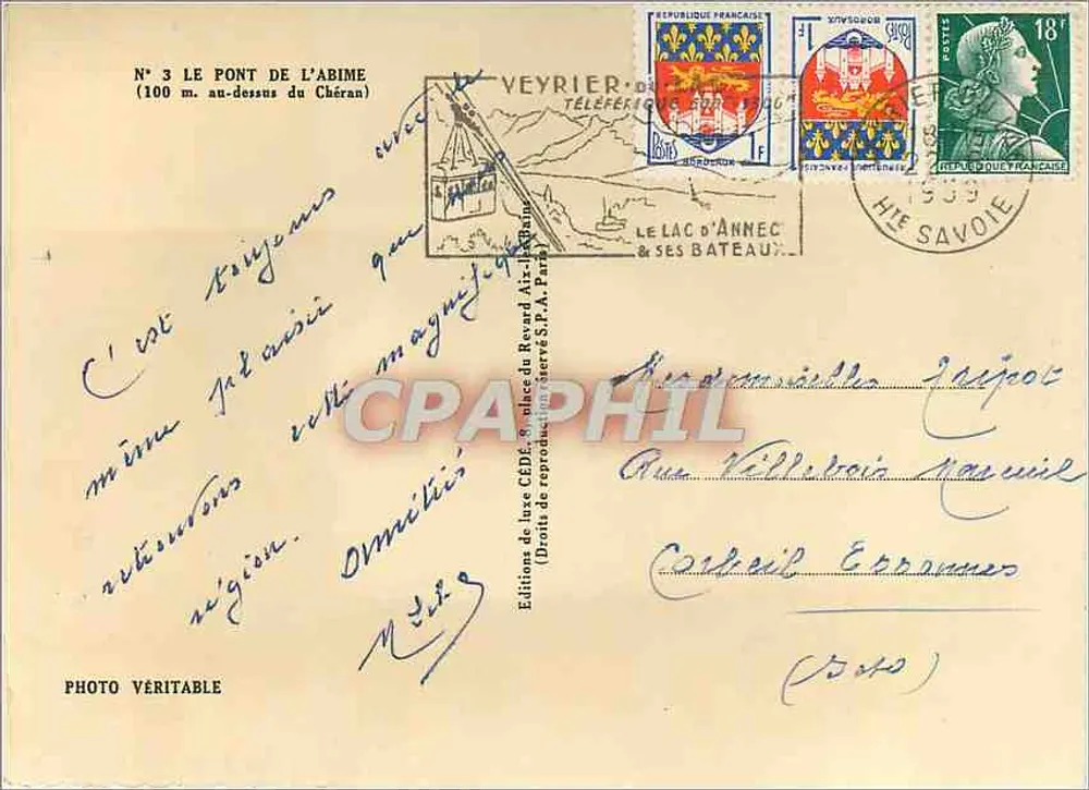 Ponte da Abîme — 100 m acima do Chéran — Edições Veyrier - Verso