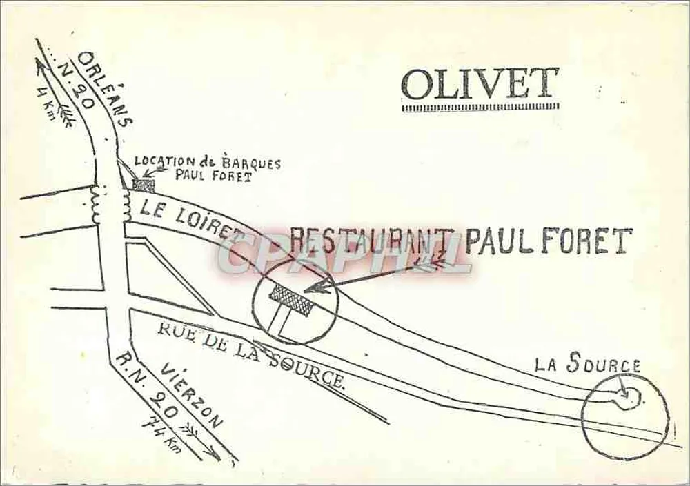 Olivet — Restaurante Paul Foret — Editor não identificado, número de série não visível - Verso