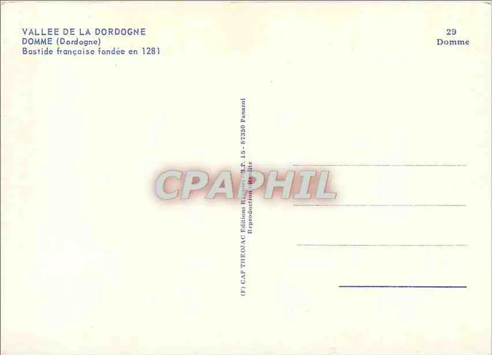 Domme — Bastide gegründet im Jahr 1281 — Editions Panazol - Rückseite