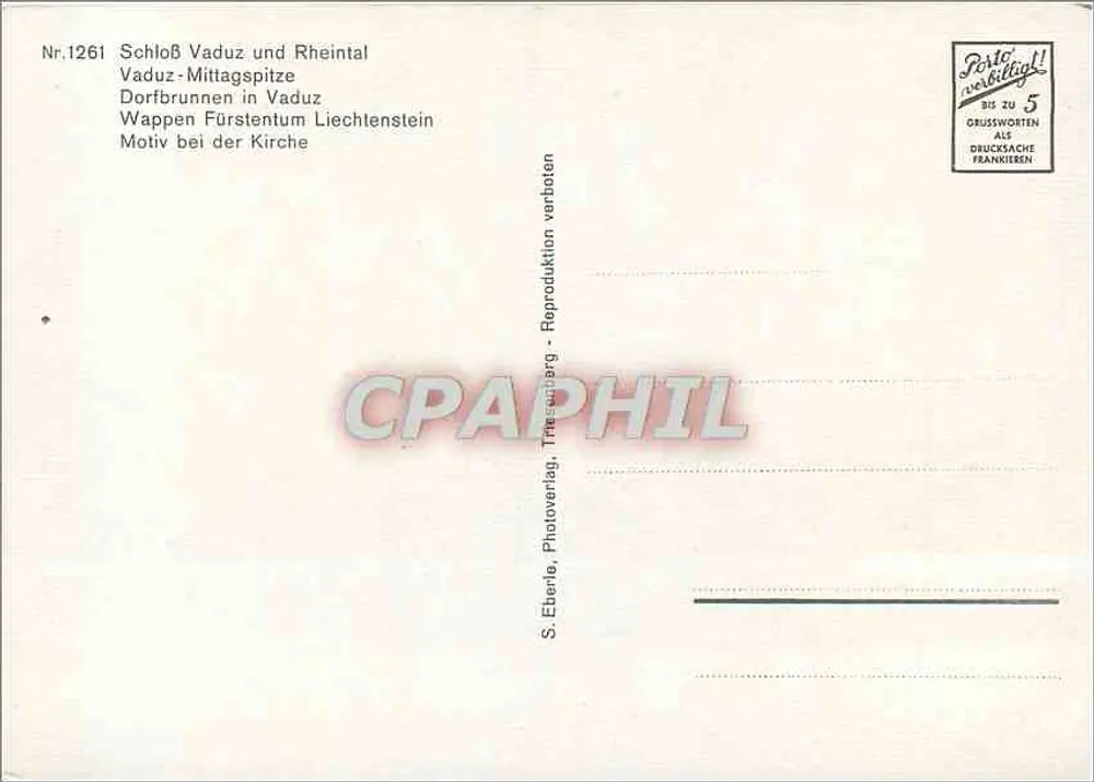 वाडुज़ — लिक्टेनस्टाइन — S. Eberle, Photoverlag - पीछे