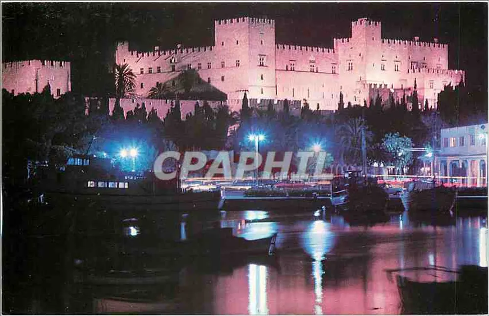 Rhodos - Ansicht des Ritterpalastes bei Nacht — Olympic Airways - Vorderseite