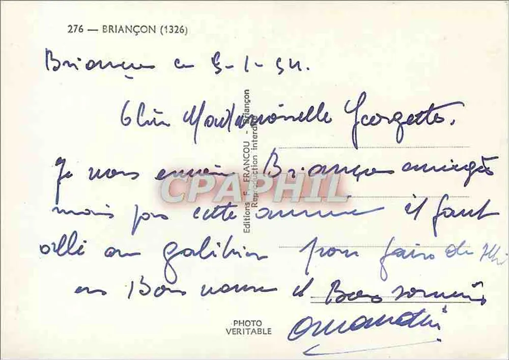 BRIANÇON (1326) — vista invernal nevada — Edições FRANCOU - Verso