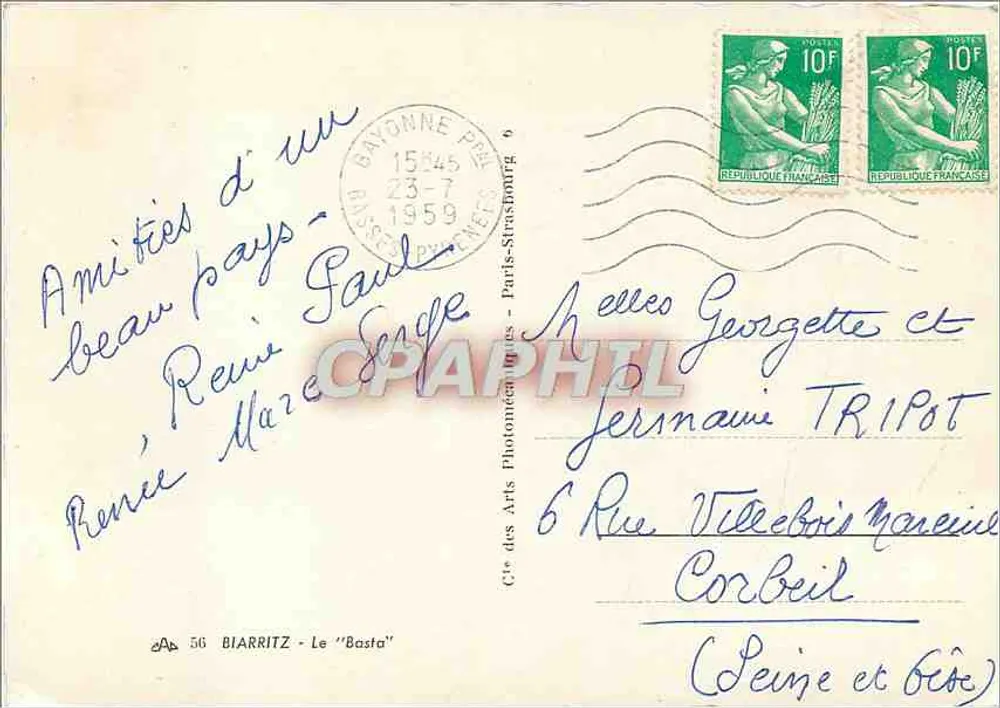 Biarritz - O 'Basta' — editor Cie des Arts Photomécaniques, n° 56 - Verso