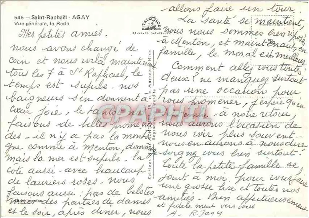 सेंट-राफाएल — सामान्य दृश्य, ला राड — मार्सेल दि निस के संस्करण, संख्या 545 - पीछे