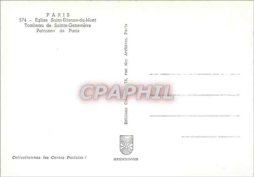 Kirche Sainte-Geneviève — Grabmal der Schutzpatronin von Paris — Mexichrome Editions - Rückseite