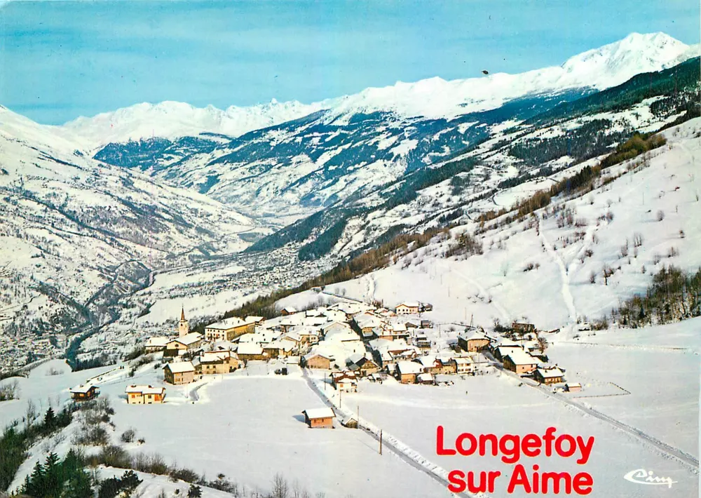 Longefoy sobre Aime — vista geral invernal — Cing - Frente