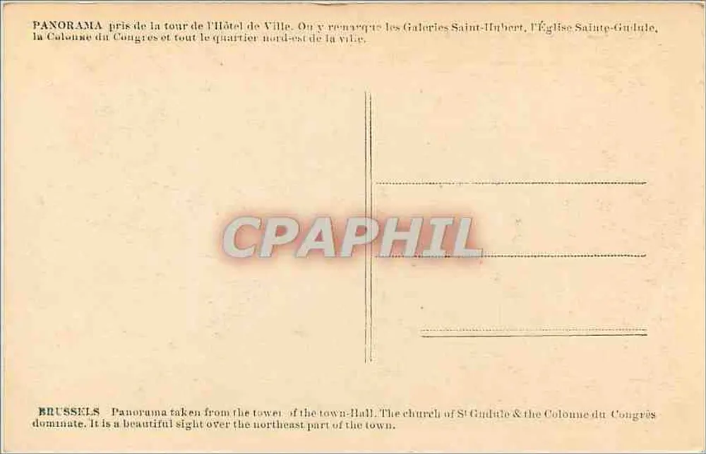 Bruxelas Panorama — vista aérea — editor Randgœl, n° A - Verso