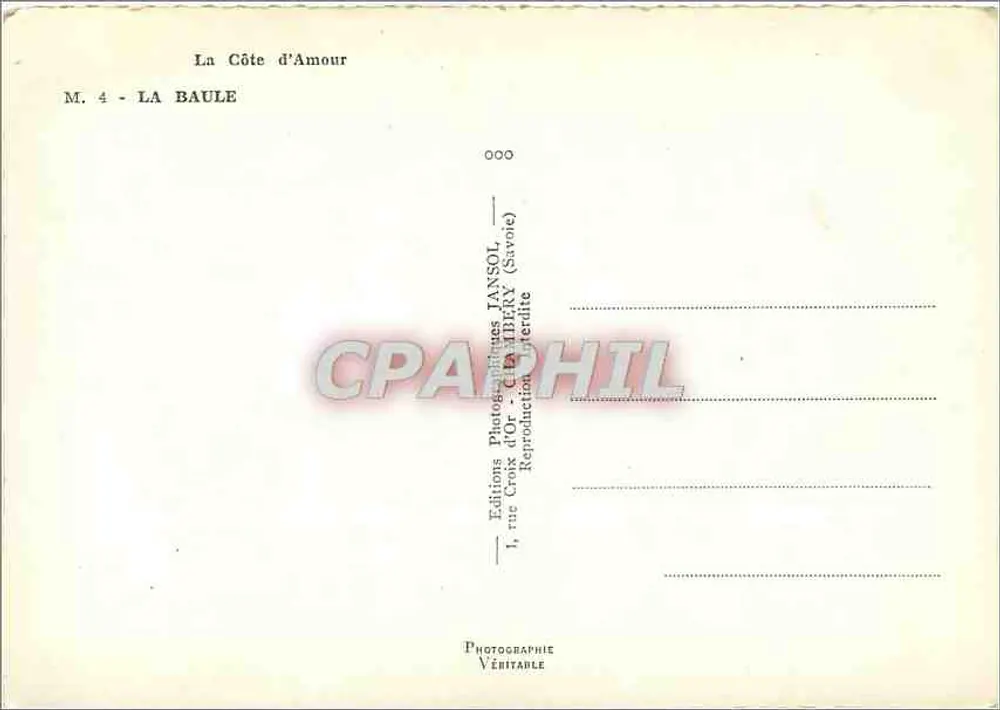 La Baule — Lembrança de La Baule — Edições Fotográficas IANSOL - Verso