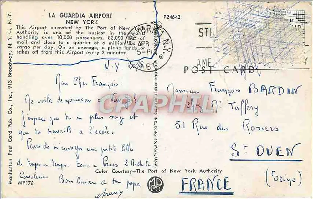 Aeroporto di La Guardia — New York — editore Manhattan Post Card Pub. Co., n° MP178 - Verso