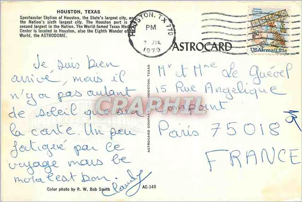 Houston, Texas — Skyline und Autobahn — Astrocard AC-140 - Rückseite
