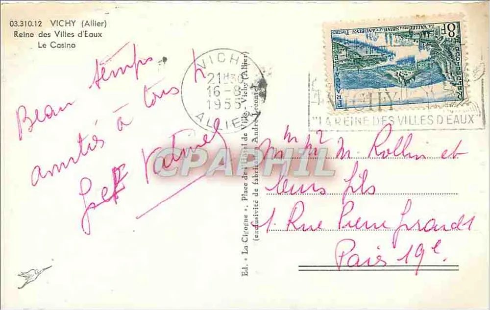 Das Casino von Vichy — Vichy (Allier) — Verlag: La Cigogne - Rückseite
