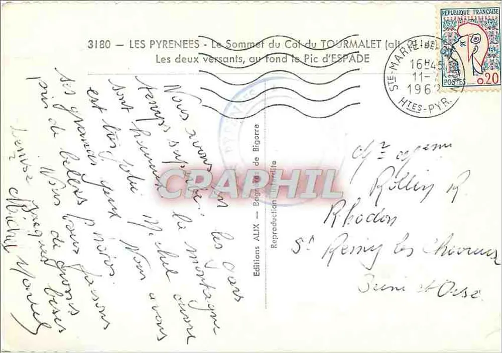 I Pirenei — Il Sommo del Col du Tourmalet (alt. 2110 m) — Edizioni AUX — Bégrande de Bigorre - Verso