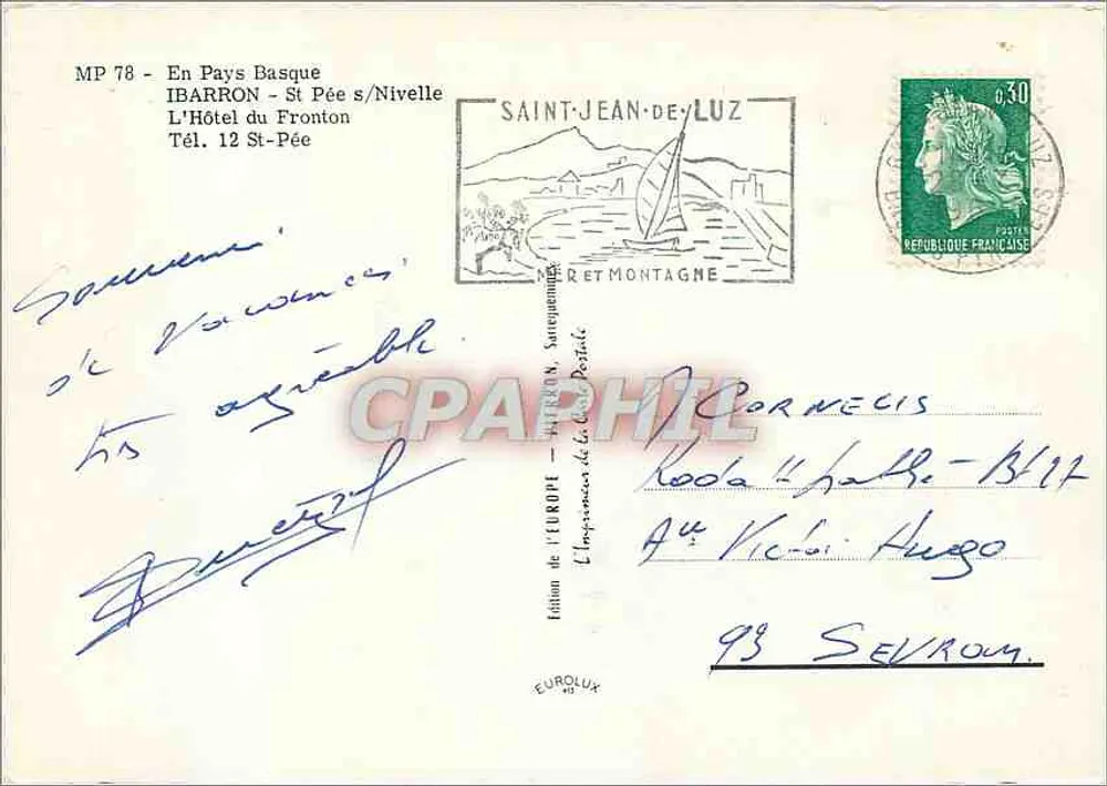 Hotel do Fronton — Ibarron, País Basco — Edição da Europa - Verso