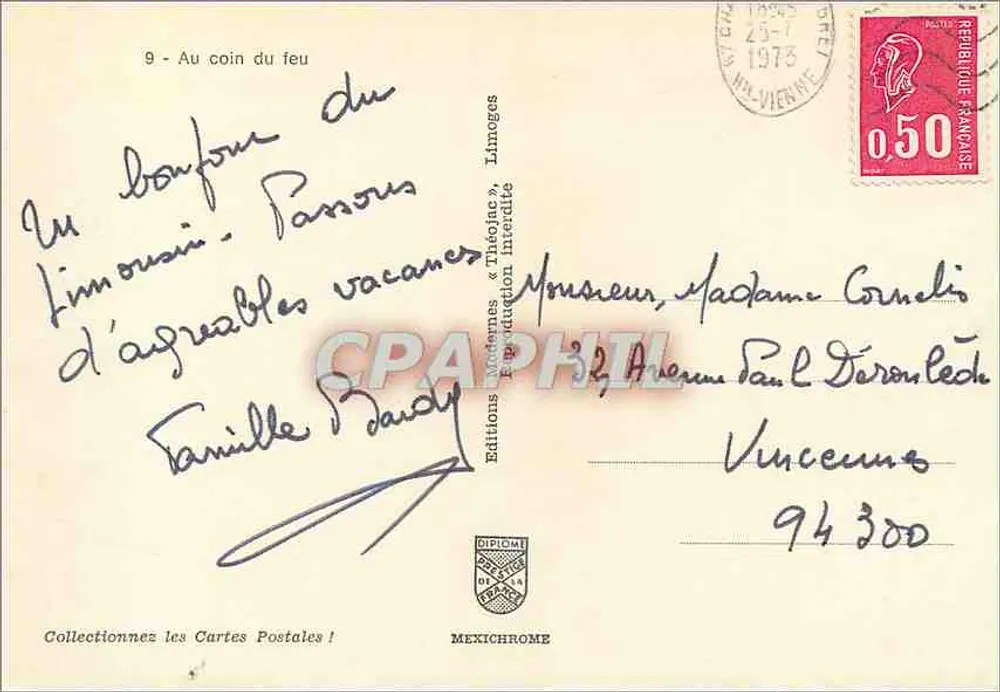 No canto do fogo — Limoges — Edições «Théojac» - Verso