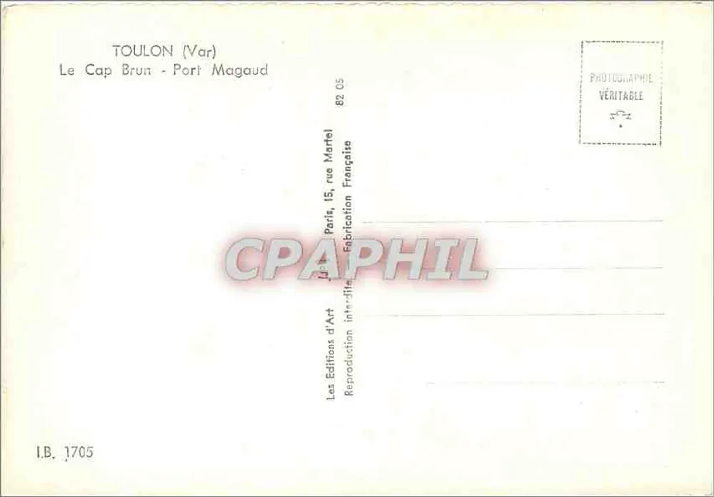 O Cap Brun - Porto Magaud — Toulon (Var) — Les Éditions d'Art, Paris - Verso
