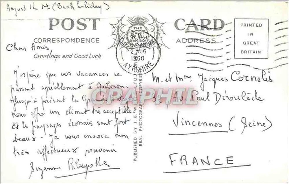 Stary most nad rzeką Dee, Royal Deeside — Graphphil, seria A.9772 - Rewers