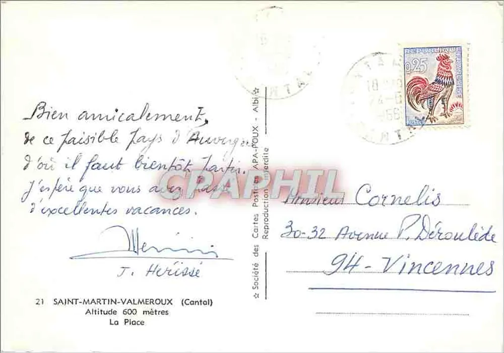 Aurillac — Place de la Mairie — Société des Cartes Postales d'Albi - Achterkant