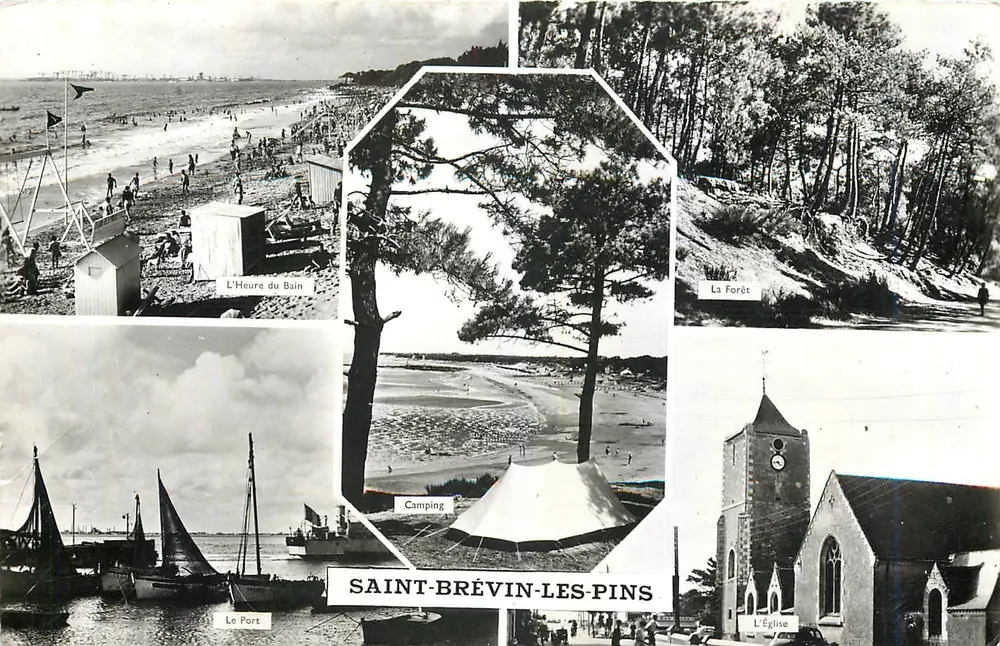 Saint-Brévin-les-Pins — vista da praia, do camping, da floresta e da igreja — Foto Jacques CADÉ (L.-Ajl) - Frente