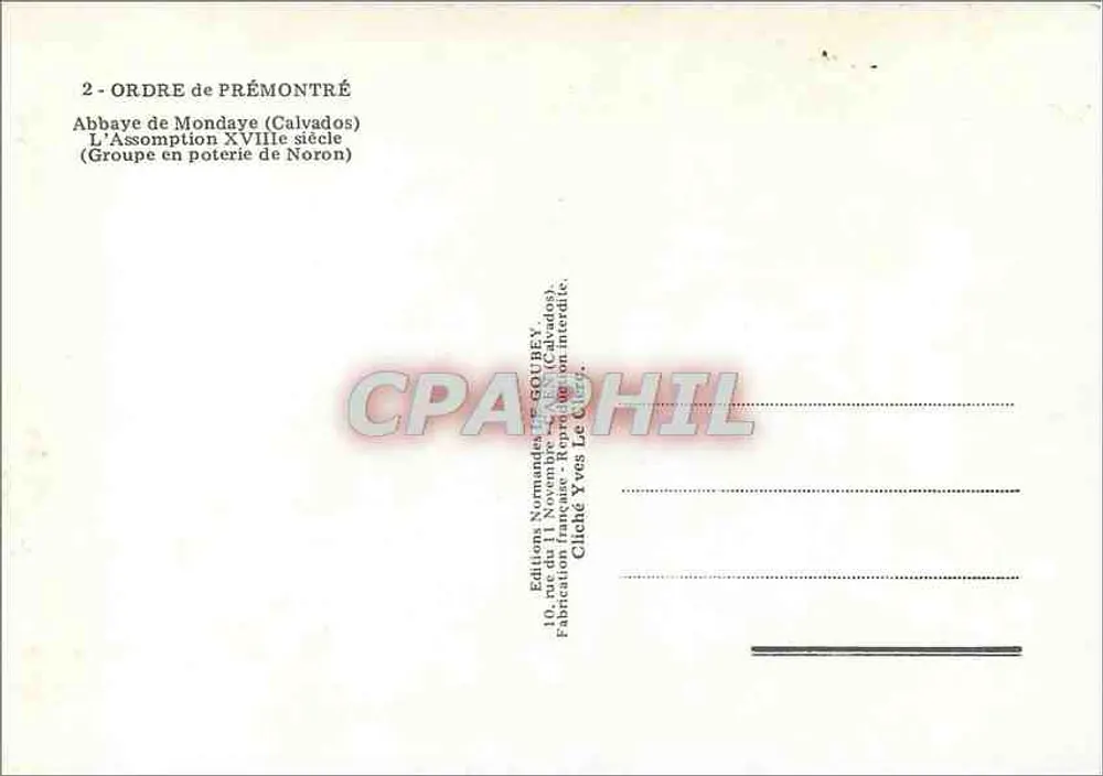 Abadia de Mondaye — A Assunção do século XVIII — Edição Normanda SOULBEY - Verso
