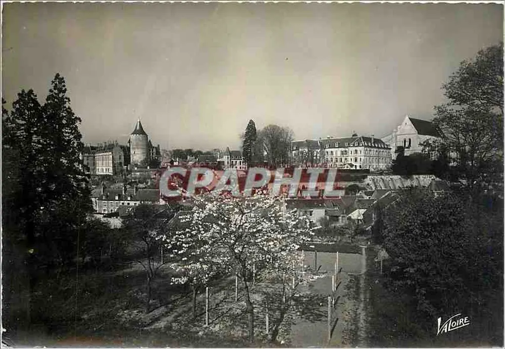 Châteaudun — Panorama aus den Gärten in Richtung Schloss und Bergfried (links) — Éditions Valoire, Blois - Vorderseite