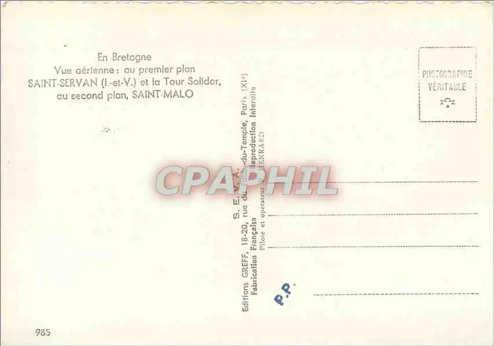Saint-Servan und Saint-Malo — Luftaufnahme — Éditions Greff - Rückseite