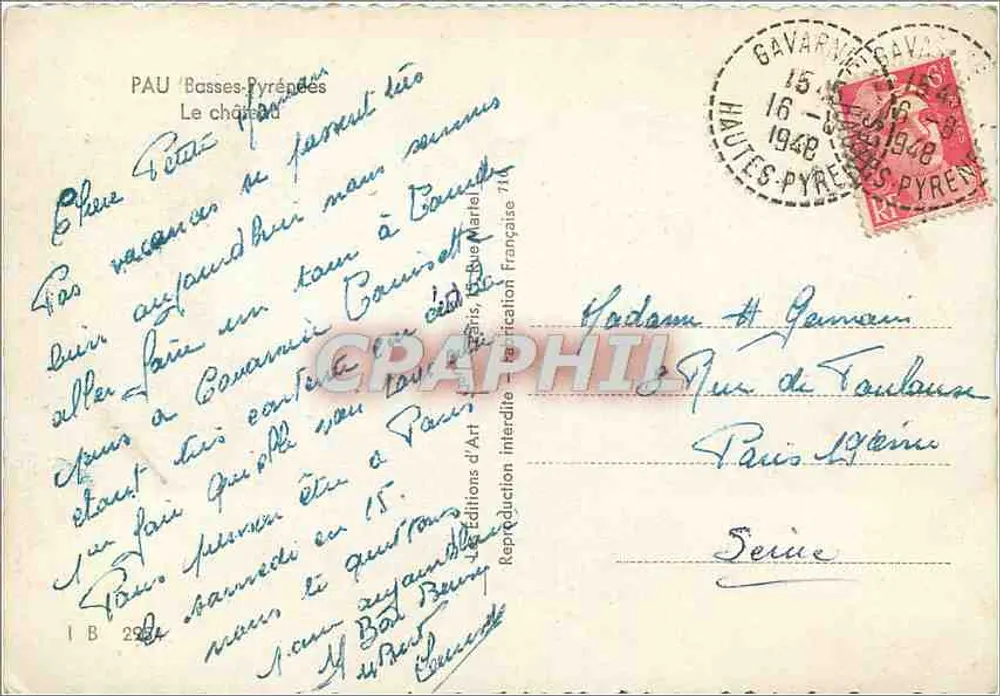 Zamek w Gavarnie — Pireneje — wydawca Yvon - Rewers