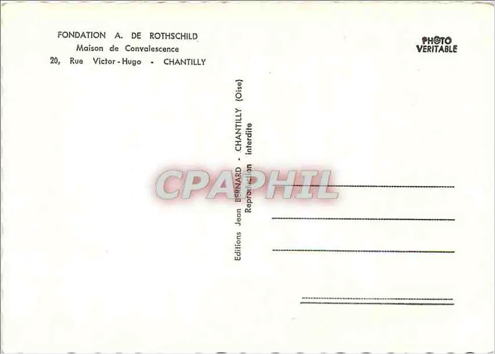 Convalescence House of the A. de Rothschild Foundation — Chantilly — Editions Jean Bernard - Back