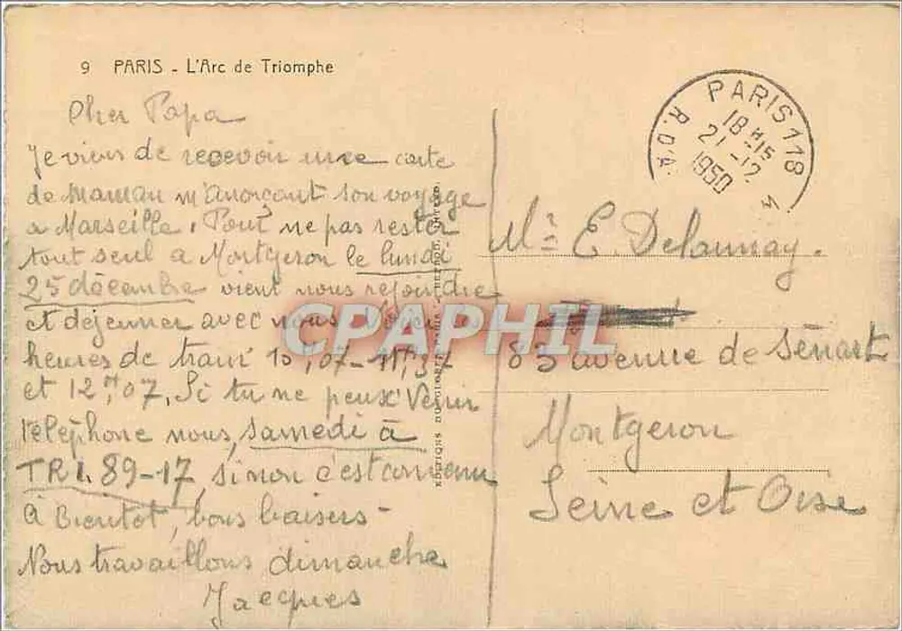 Paris - O Arco do Triunfo — editor Édouard, n°9 - Verso