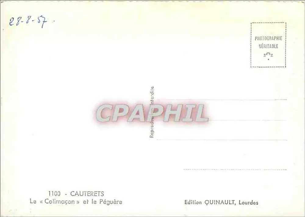 O « Collimaçon » e a Pégüère — Cauterets — Edição Quinault, Lourdes - Verso