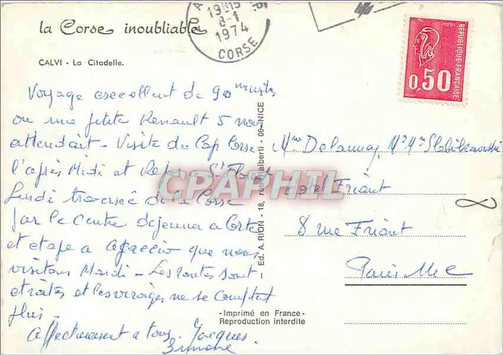 Calvi - A Cidadela — vista panorâmica — editora não visível - Verso