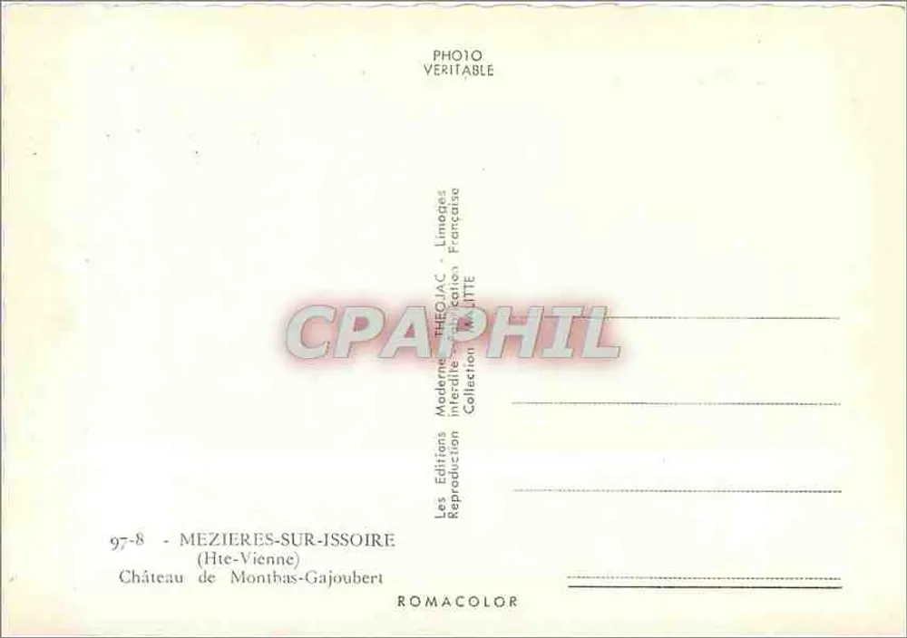 Schloss Monthas-Gajoubert — Mezières-sur-Issoire (Haute-Vienne) — Verlag Chéojac, Nr. 97-8 - Rückseite