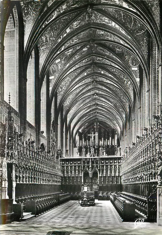 Albi - Cathédrale Ste-Cécile, le chœur et la nef — Réal-Photo - Recto