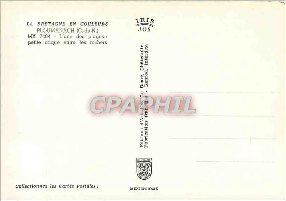 Praia de Châteaulin — pequena enseada entre os rochedos — Éditions d'Art JOS - Verso