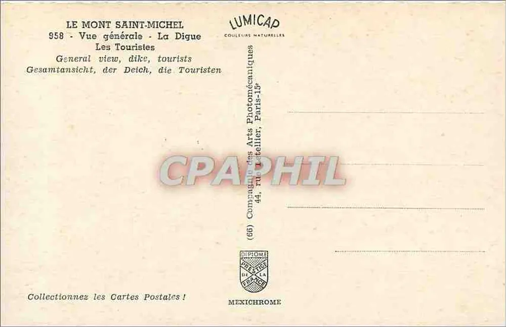 Monte Saint-Michel — Vista geral - A Dique — Lumicap - Verso