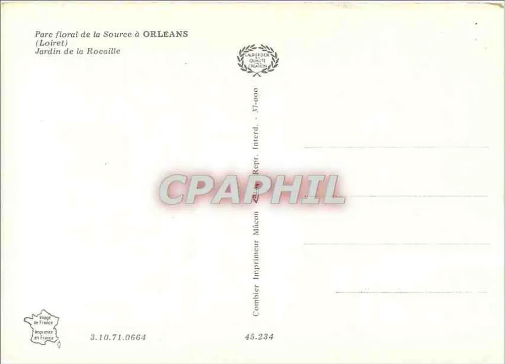 Floralpark der Quelle in Orléans — Garten der Rocaille — Drucker Combier, Mâcon - Rückseite