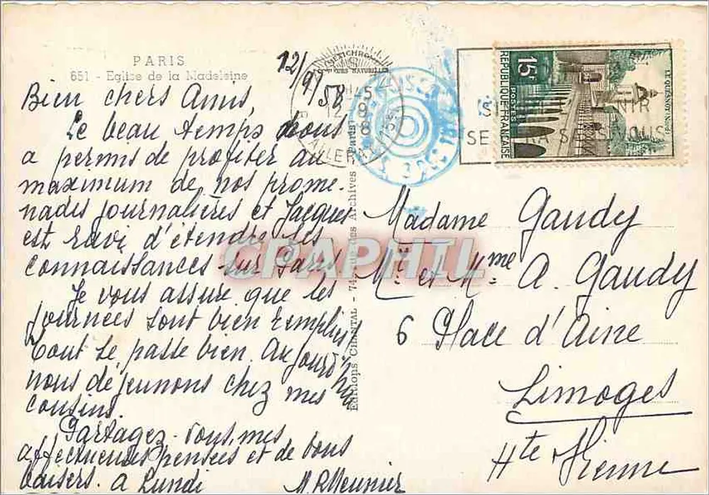 Igreja da Madeleine — Paris — Chantal - Verso