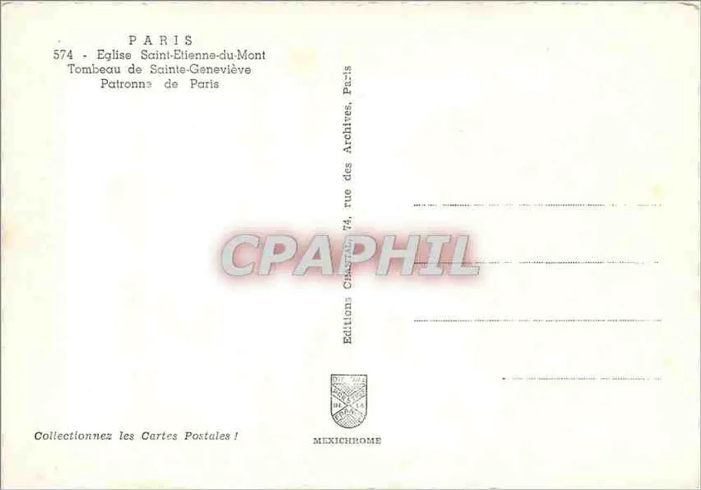 Kirche Sainte-Geneviève — Grabmal von Sainte-Geneviève — Mexichrome Editions - Rückseite