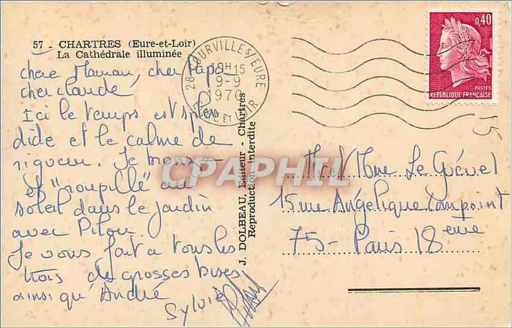 Chartres (Eure-et-Loir) — A Catedral Iluminada — J. Fide' - Verso
