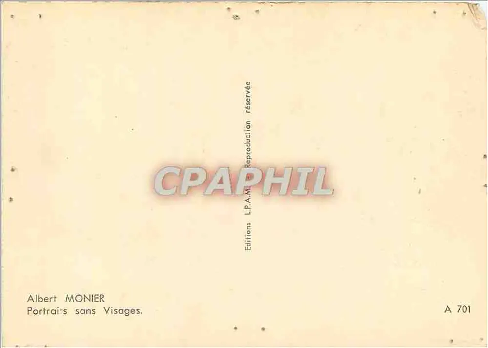 Duas mãos se apertando — Albert Monier — Editor: Editions L.P.A.M. n° A 701 - Verso