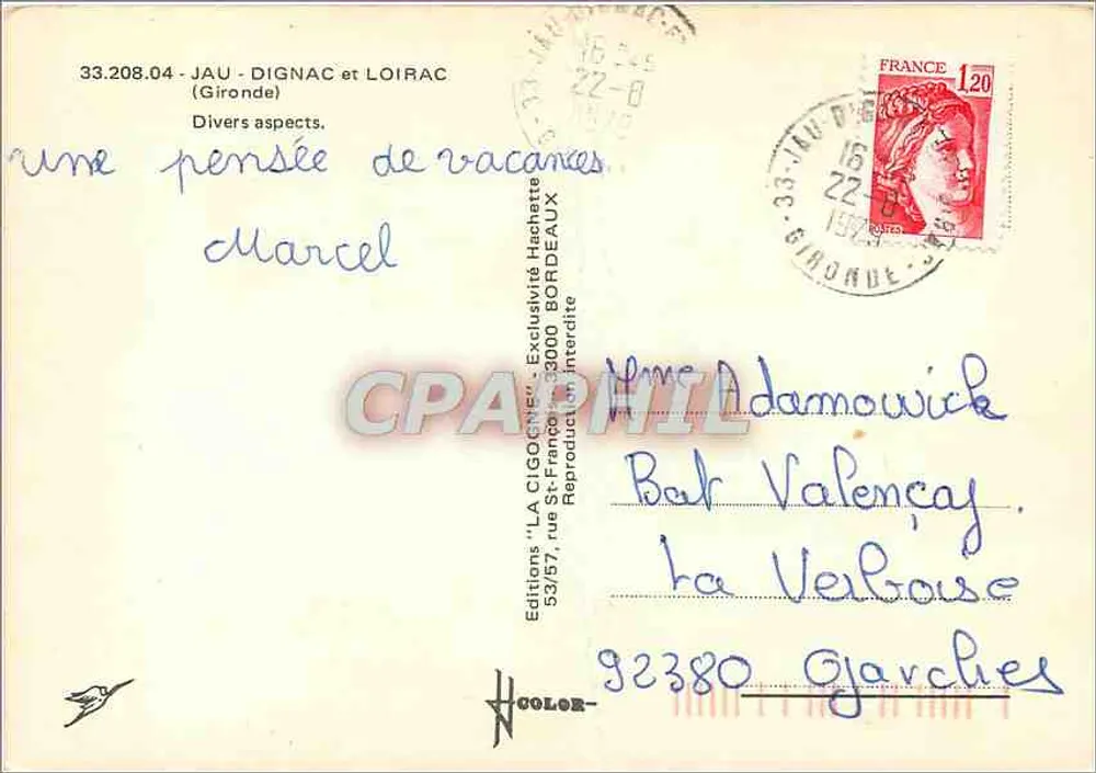 Jau, Dignac, Loirac — Divers aspects — Editions 'LA CIGOGNE' - Back