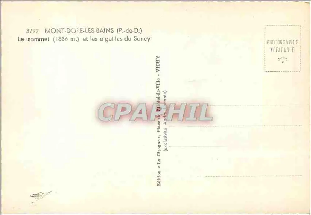Mont-Dore-les-Bains — Der Gipfel (1886 m.) und die Spitzen des Sancy — Edition Vichy - Rückseite