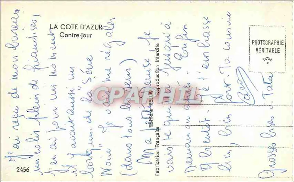 A Costa Azul — Contra-luz — Edição Francesa n°2456 - Verso