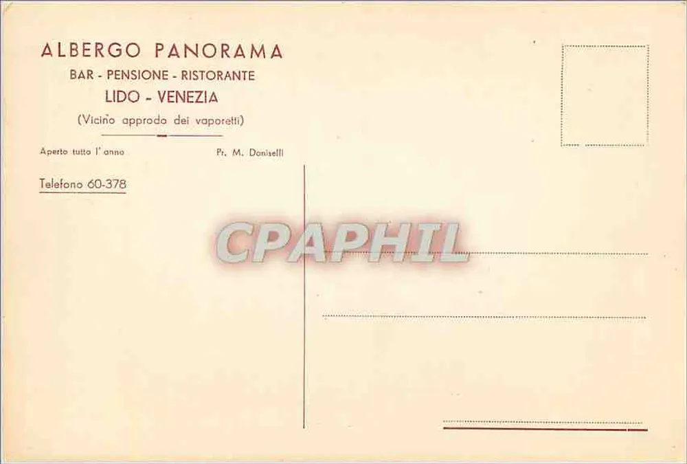 Hotel Panorama — Bar - Pension - Restaurant — Lido - Venedig - Rückseite