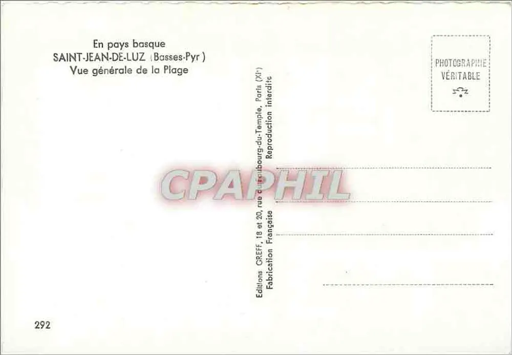 Saint-Jean-de-Luz — Vue générale de la Plage — Éditions CREFF - Verso