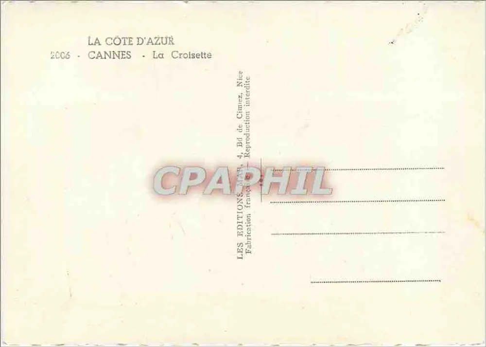 Cannes - A Crolsette — A Costa Azul — Edições Mar - Verso
