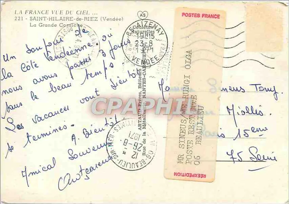 Saint-Hilaire-de-Riez — A Grande Corniche — CPAPHIL - Verso